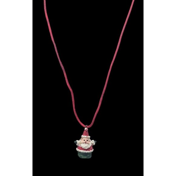 Dainty Christmas Themed Santa Pendant Necklace - Picture 2 of 6